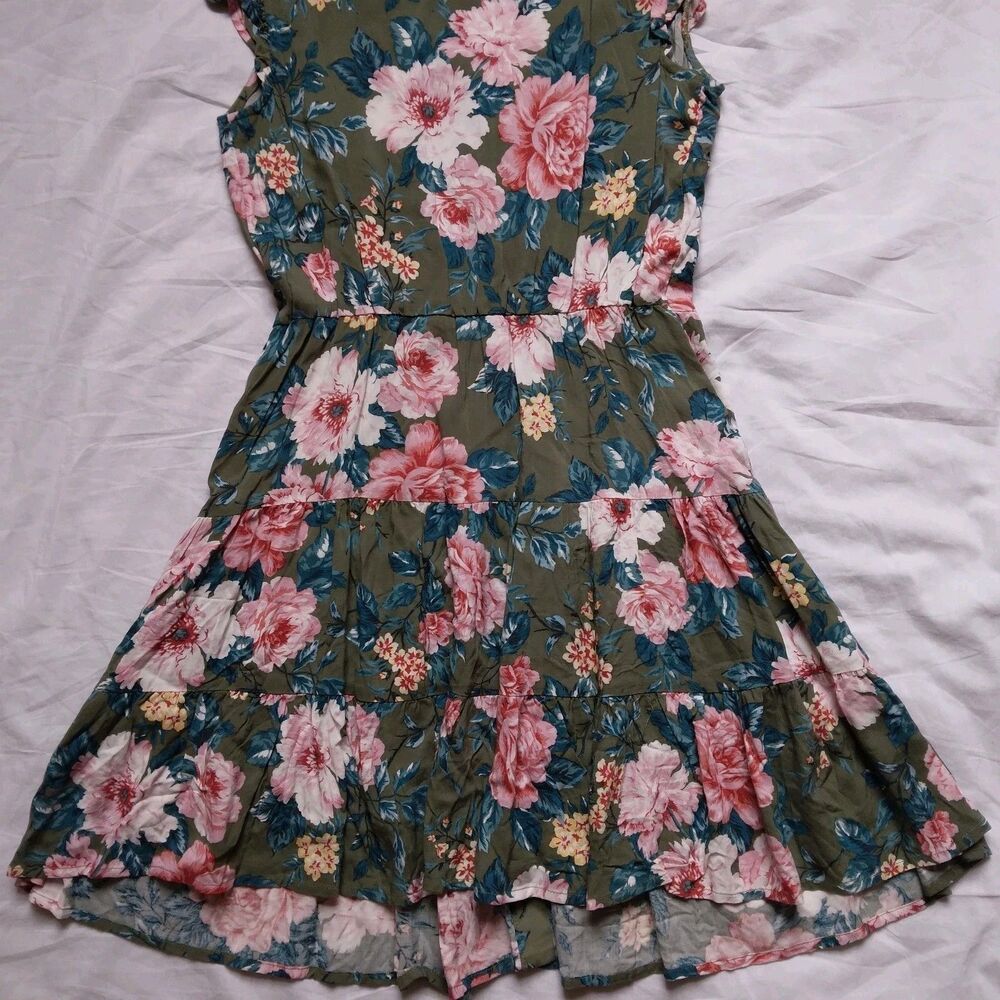 Blu Dahlia Button Down Dress Floral Flutter Sleeve Cottagecore Boho Womens XS - Picture 10 of 10